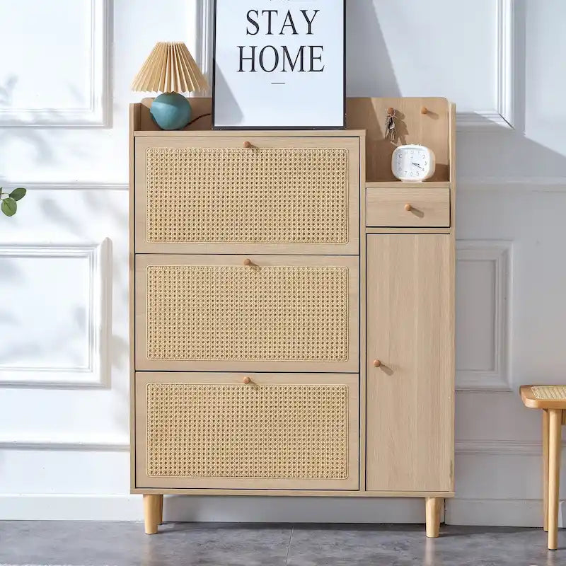 Modern minimalist Storage Cabinet, Japanese rattan shoe Cabinet, bed top Cabinet, small home furniture.