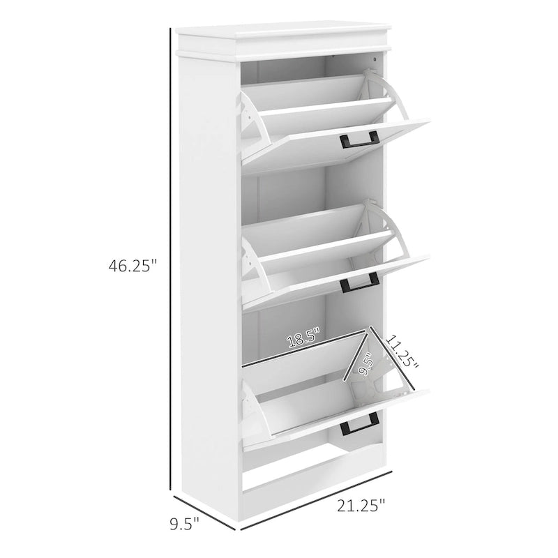 Shoe Cabinet for Entryway, Narrow Shoe Rack Storage Organizer with 3 Flip Drawers and Adjustable Shelves for 15 Pairs of Shoes