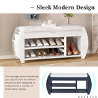 Retro Multifunctional Storage Bench with Cushion and Curved Side Panel for Entrance and Living Room