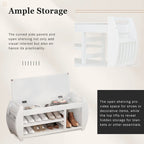 Retro Multifunctional Storage Bench with Cushion and Curved Side Panel for Entrance and Living Room