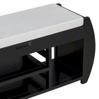 Retro Multifunctional Storage Bench with Cushion and Curved Side Panel for Entrance and Living Room