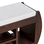 Retro Multifunctional Storage Bench with Cushion and Curved Side Panel for Entrance and Living Room