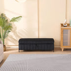 49.21Wide Velvet Storage Soft Bench for Living Room, Entryway and Bedroom