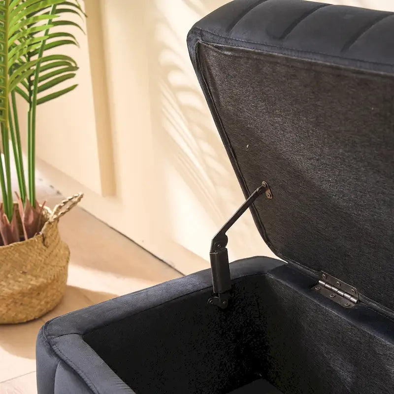 49.21Wide Velvet Storage Soft Bench for Living Room, Entryway and Bedroom