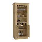 Bar Cabinet with 4-Bottle Rack, Glass Holder and Dual Door Design