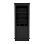 Bar Cabinet with 4-Bottle Rack, Glass Holder and Dual Door Design