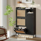 Rattan Shoe Cabinet with 3 Flip Drawers and 4-Tier
