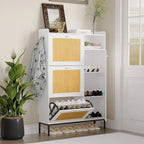Rattan Shoe Cabinet with 3 Flip Drawers and 4-Tier