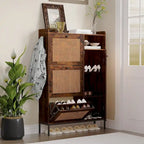Rattan Shoe Cabinet with 3 Flip Drawers and 4-Tier