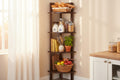 4 Tier Narrow Tall Storage Corner Shelf Rack - 63.5 - Coffee Brown