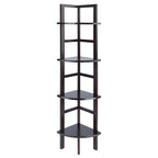 4 Tier Narrow Tall Storage Corner Shelf Rack - 63.5 - Coffee Brown