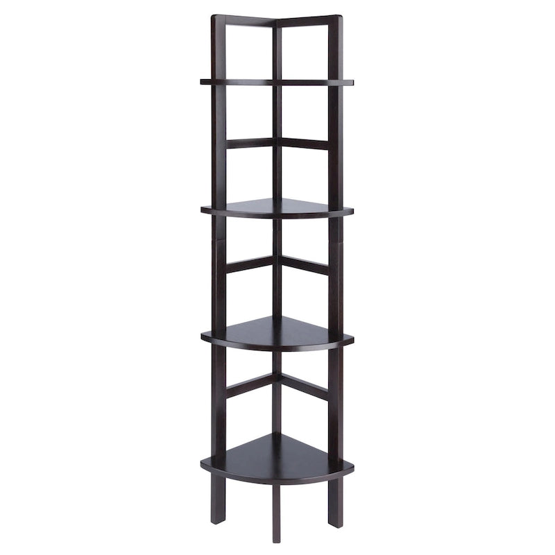 4 Tier Narrow Tall Storage Corner Shelf Rack - 63.5 - Coffee Brown