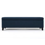 51 Inch Storage Ottoman Bench - Navy Blue Fabric with Solid Birch Wood