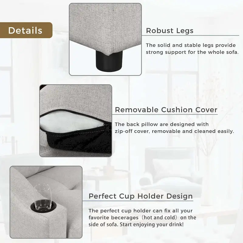 Classic and Cozy L-shape Pull-out Sleeper Sectional Sofa