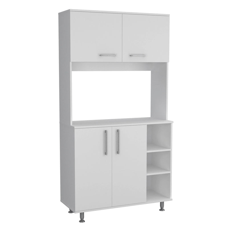 95 Inch Pantry Cabinet with Double Cabinets and Open Shelves