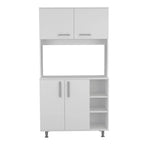 95 Inch Pantry Cabinet with Double Cabinets and Open Shelves