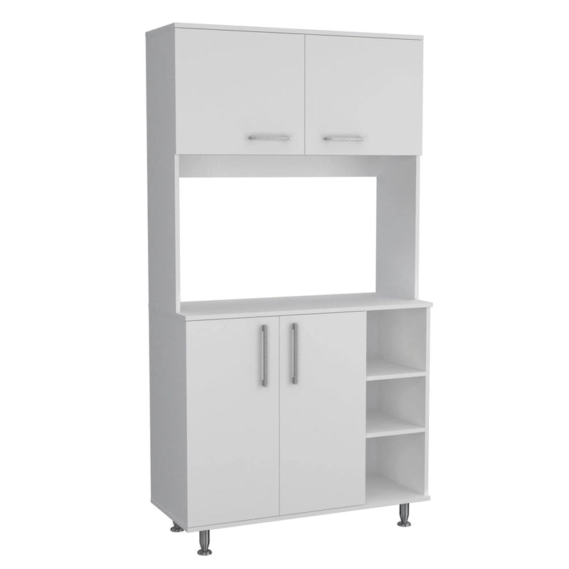95 Inch Pantry Cabinet with Double Cabinets and Open Shelves