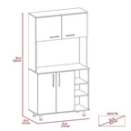 95 Inch Pantry Cabinet with Double Cabinets and Open Shelves