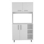 95 Inch Pantry Cabinet with Double Cabinets and Open Shelves