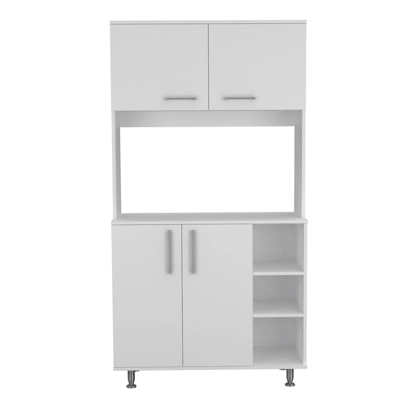 95 Inch Pantry Cabinet with Double Cabinets and Open Shelves