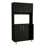 95 Inch Pantry Cabinet with Double Cabinets and Open Shelves