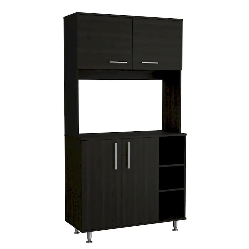 95 Inch Pantry Cabinet with Double Cabinets and Open Shelves