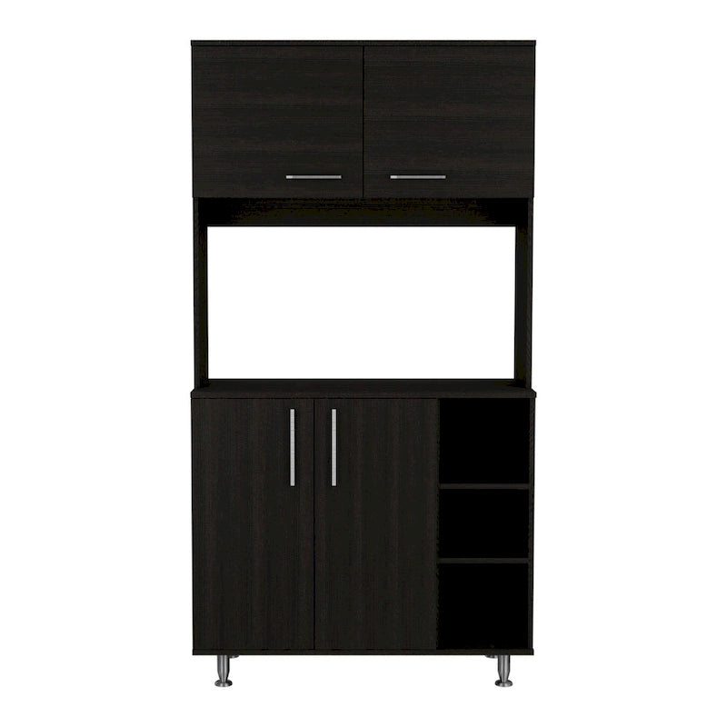 95 Inch Pantry Cabinet with Double Cabinets and Open Shelves