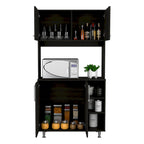 95 Inch Pantry Cabinet with Double Cabinets and Open Shelves