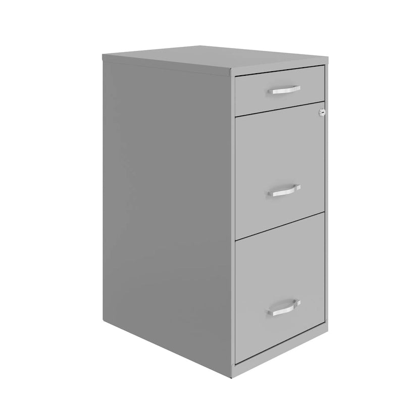 Space Solutions 18 Deep 3 Drawer Metal File Cabinet, Arctic Silver