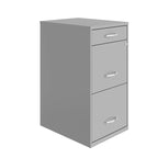 Space Solutions 18 Deep 3 Drawer Metal File Cabinet, Arctic Silver