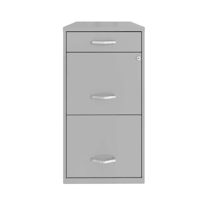 18 Deep 3 Drawer Metal File Cabinet - Arctic Silver