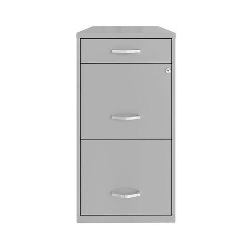 18 Deep 3 Drawer Metal File Cabinet - Arctic Silver