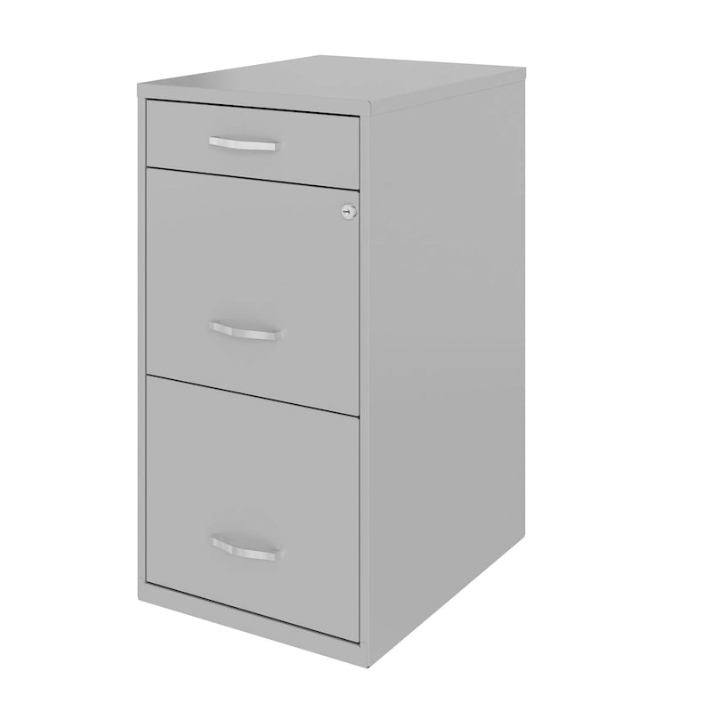 18 Deep 3 Drawer Metal File Cabinet - Arctic Silver