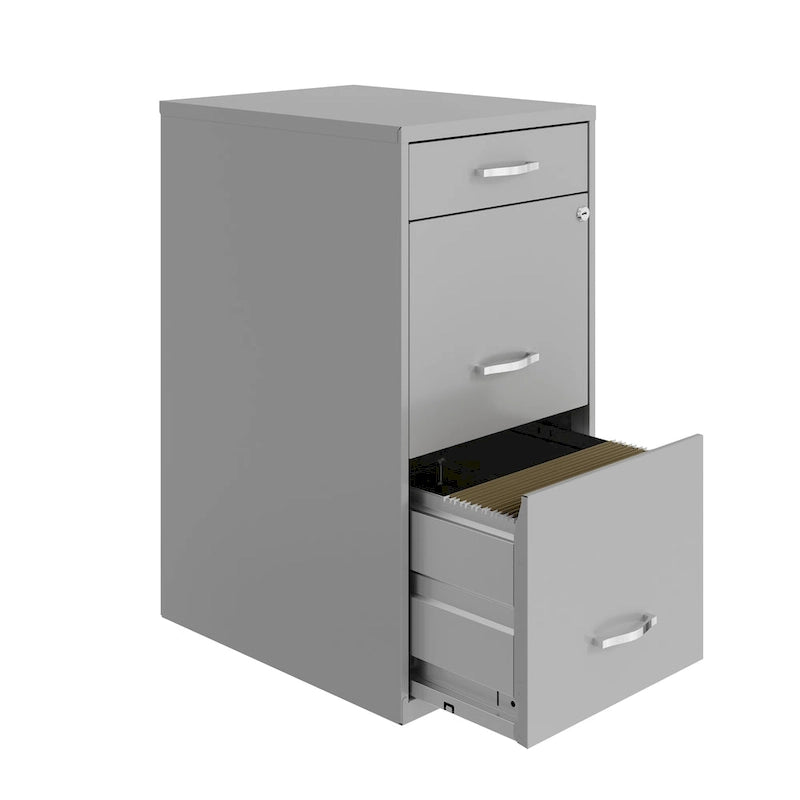 18 Deep 3 Drawer Metal File Cabinet - Arctic Silver