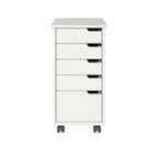 Adeptus Original Euro Roll Cart, Solid Wood, 4+1 Drawer Extra Wide Drawers Roll Carts, White