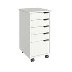 Solid Wood Euro Roll Cart with 4+1 Extra Wide Drawers - White