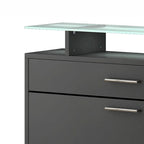 Wooden Shoe Storage Cabinet with Glass Top and LED Light Clamps