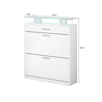 Wooden Shoe Storage Cabinet with Glass Top and LED Light Clamps