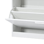 Wooden Shoe Storage Cabinet with Glass Top and LED Light Clamps