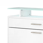 Wooden Shoe Storage Cabinet with Glass Top and LED Light Clamps