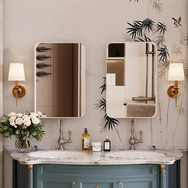 16x24 Inch Recessed Black Metal Framed Medicine Cabinet with Mirror and Adjustable Shelves - 16x24 Inch