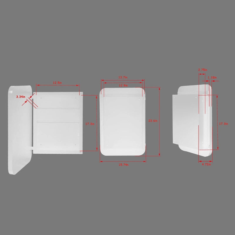 16x24 Inch Recessed Black Metal Framed Medicine Cabinet with Mirror and Adjustable Shelves - 16x24 Inch