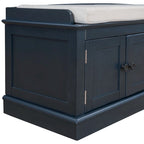 Storage Bench with 4 Doors and Adjustable Shelves, Shoe Bench with Removable Cushion for Living Room, Entryway