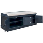 Storage Bench with 4 Doors and Adjustable Shelves, Shoe Bench with Removable Cushion for Living Room, Entryway