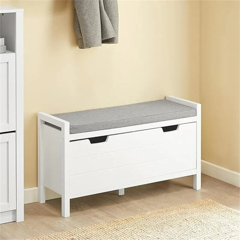 Storage Bench with Flip-Down Door and Padded Cushion - 11.8D x 35.8W x 19.7H