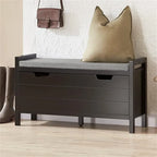Storage Bench with Flip-Down Door and Padded Cushion - 11.8D x 35.8W x 19.7H