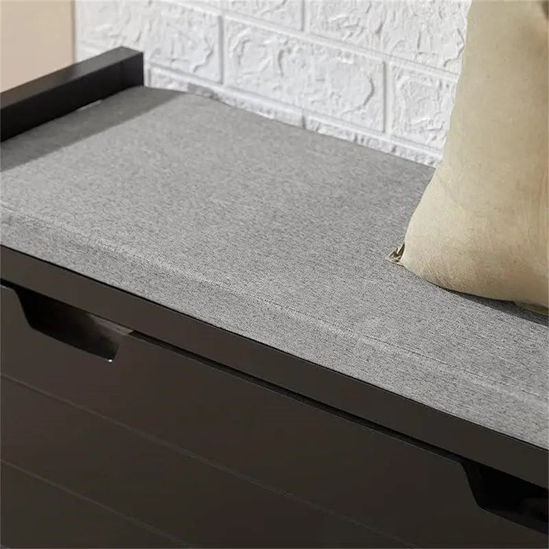 Storage Bench with Flip-Down Door and Padded Cushion - 11.8D x 35.8W x 19.7H