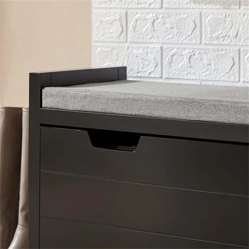 Storage Bench with Flip-Down Door and Padded Cushion - 11.8D x 35.8W x 19.7H