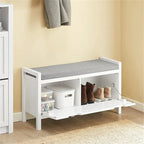 Storage Bench with Flip-Down Door and Padded Cushion - 11.8D x 35.8W x 19.7H
