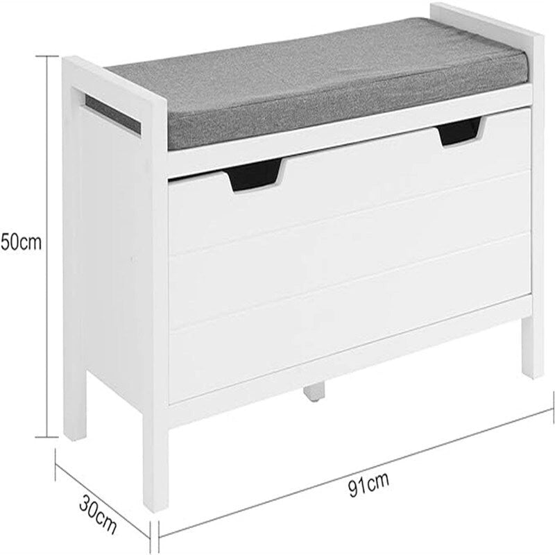 Storage Bench with Flip-Down Door and Padded Cushion - 11.8D x 35.8W x 19.7H